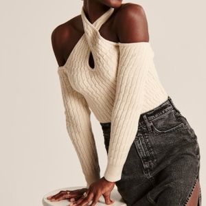 Abercrombie Twist Knit Halter Sweater - Cream